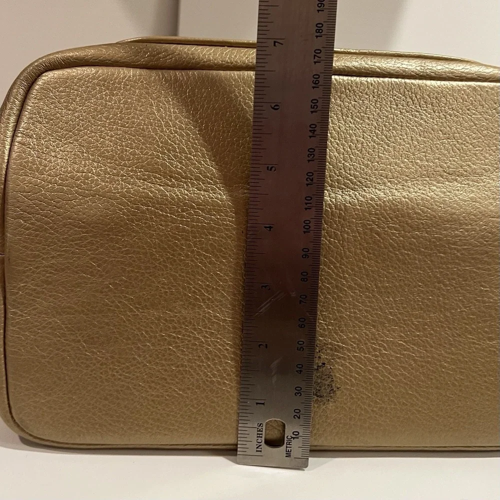 Mara Mac Brazil Y2K Gold Pebbled Leather Satchel Tote Bag Pockets Tassel Luxury